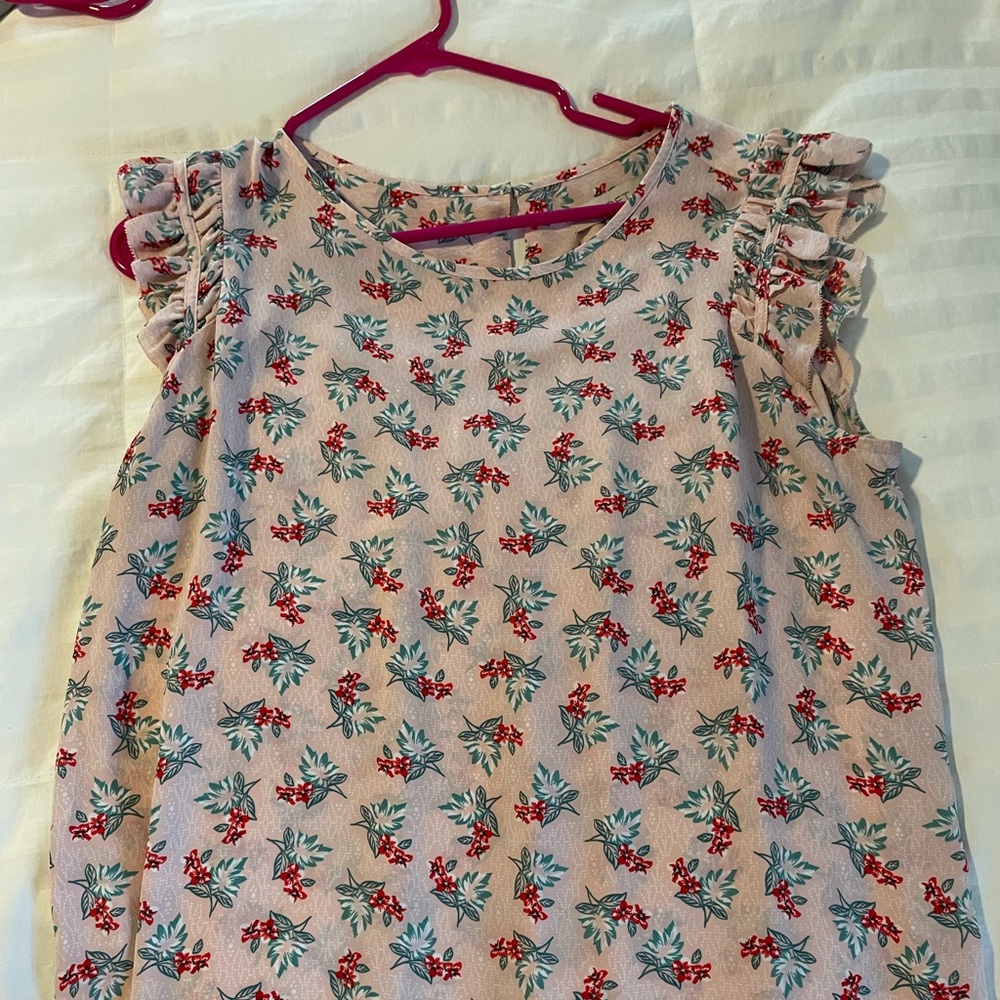 Pink Floral LOFT Shell Top